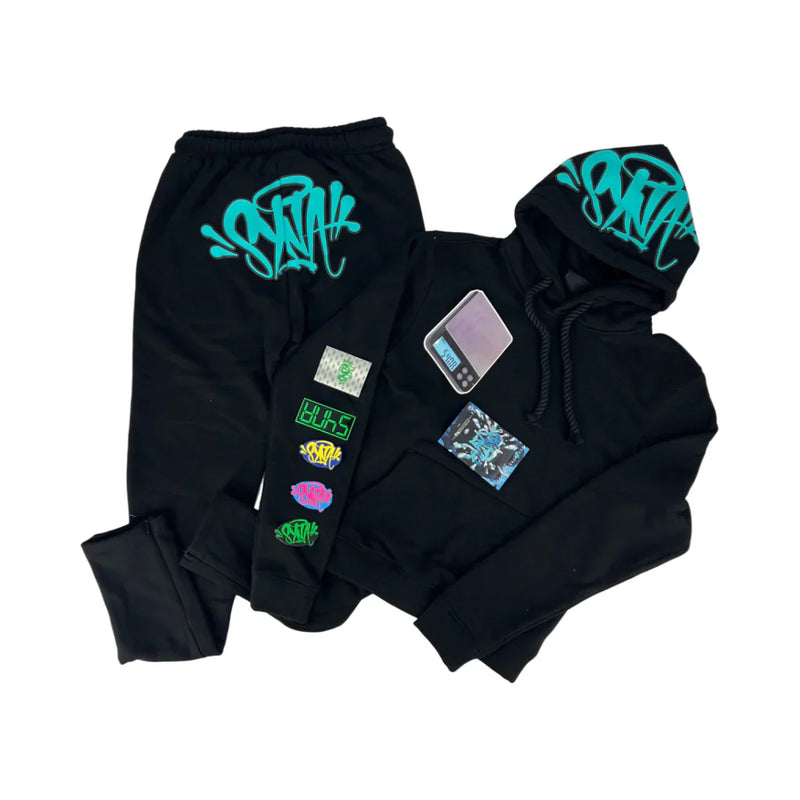 Conjunto SYNA WORLD Preto/Verde Água